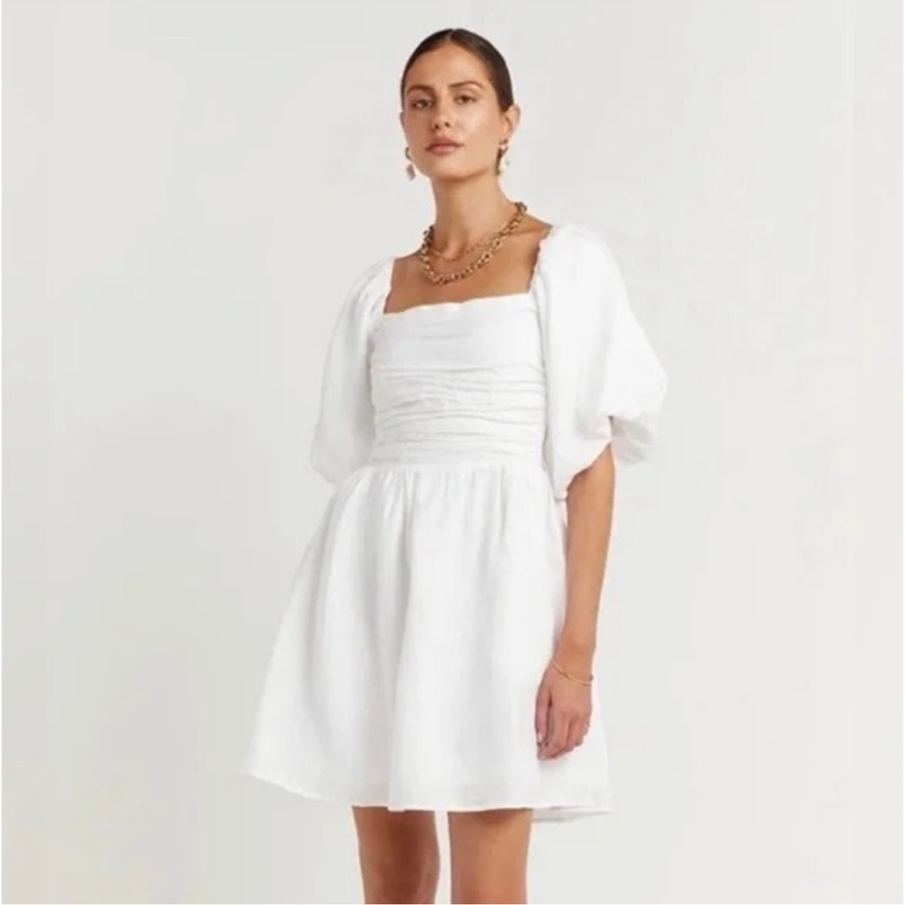 Dissh size 6 white linen dress